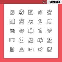 25 Universal Line Signs Symbols of user on gear desk css Editable Vector Design Elements