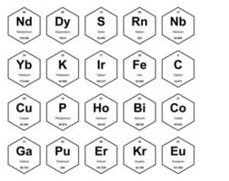 diseño de paquete de iconos de 20 tablas preiodicas de los elementos vector