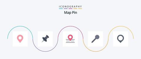 paquete de iconos planos de 5 pines de mapa que incluye marca. mapa. manera. localización. marcador vector