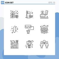 9 Creative Icons Modern Signs and Symbols of pattern full celebration down wedding Editable Vector Design Elements