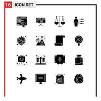 Universal Icon Symbols Group of 16 Modern Solid Glyphs of recruitment job st employee libra Editable Vector Design Elements