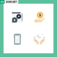 Set of 4 Commercial Flat Icons pack for map smart phone travel monry android Editable Vector Design Elements