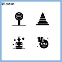 4 Creative Icons Modern Signs and Symbols of board green cone tools clothes Editable Vector Design Elements