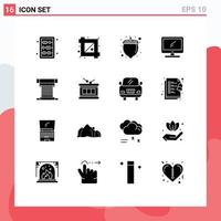 Modern Set of 16 Solid Glyphs and symbols such as cooler pc food imac monitor Editable Vector Design Elements