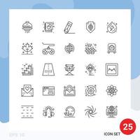 Universal Icon Symbols Group of 25 Modern Lines of droop globe achievement protection access Editable Vector Design Elements