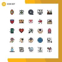 Set of 25 Modern UI Icons Symbols Signs for shield wall biology security fire Editable Vector Design Elements