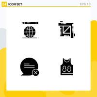 Set of 4 Vector Solid Glyphs on Grid for world cross crop graphic editor shirt Editable Vector Design Elements