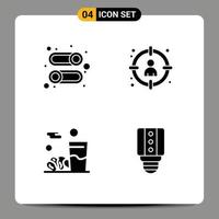 Universal Icon Symbols Group of 4 Modern Solid Glyphs of enable drink disable hunting iftar Editable Vector Design Elements