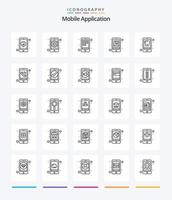 Creative Mobile Application 25 OutLine icon pack  Such As dental. mobile. app. library. app vector