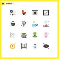 Mobile Interface Flat Color Set of 16 Pictograms of idea management ui body muscle web Editable Pack of Creative Vector Design Elements