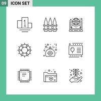 Modern Set of 9 Outlines and symbols such as love support settings save lifebuoy Editable Vector Design Elements