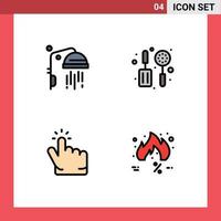 Mobile Interface Filledline Flat Color Set of 4 Pictograms of bathroom point kitchen click discount Editable Vector Design Elements