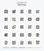 Creative Black Friday 25 OutLine icon pack  Such As black friday. grand sale. ideas. big sale. sale advertisement vector