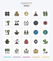 paquete de iconos rellenos de 25 líneas de naturaleza creativa, como la naturaleza. bambú. naturaleza. viajar. naturaleza vector