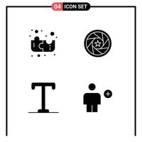 Pictogram Set of 4 Simple Solid Glyphs of education semi bold aperture movie add Editable Vector Design Elements