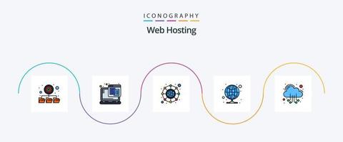 Web Hosting Line Filled Flat 5 Icon Pack Including web. hosting. hierarchy. cloud. proxy vector