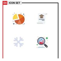 4 Universal Flat Icons Set for Web and Mobile Applications chart snow flakes graph home canada Editable Vector Design Elements