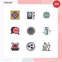 9 Filledline Flat Color concept for Websites Mobile and Apps plumber extractor report bubble conversation Editable Vector Design Elements