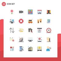 25 Universal Flat Color Signs Symbols of notebook business design agenda city Editable Vector Design Elements