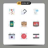 User Interface Pack of 9 Basic Flat Colors of management business connection briefcase map Editable Vector Design Elements