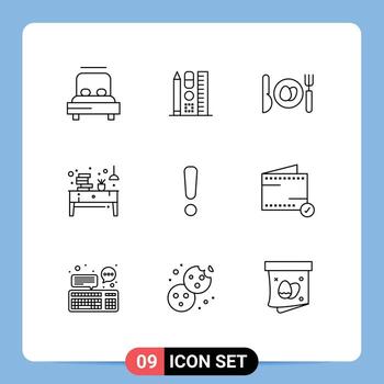 9 Outline concept for Websites Mobile and Apps danger paper dinner office desk Editable Vector Design Elements