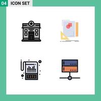 Group of 4 Filledline Flat Colors Signs and Symbols for city account stare page financial Editable Vector Design Elements