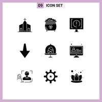 9 Creative Icons Modern Signs and Symbols of disk arrow pot support help Editable Vector Design Elements