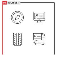 4 User Interface Line Pack of modern Signs and Symbols of compass dialog computer tires Layer 1 Editable Vector Design Elements