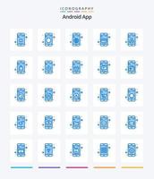 aplicación creativa de Android 25 paquete de iconos azules como la unidad. teléfono. aplicación móvil. Tarjeta de cajero automático vector