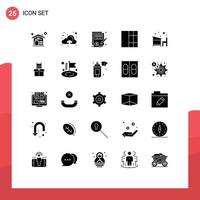 Set of 25 Modern UI Icons Symbols Signs for school education document desk wireframe Editable Vector Design Elements