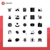 Set of 25 Modern UI Icons Symbols Signs for school education document desk wireframe Editable Vector Design Elements