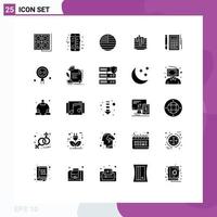 Pictogram Set of 25 Simple Solid Glyphs of calc canada american wedding cake cake Editable Vector Design Elements