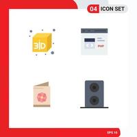 Editable Vector Line Pack of 4 Simple Flat Icons of box greeting card coding php speakers Editable Vector Design Elements