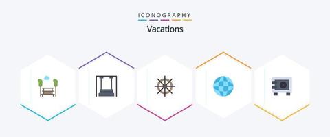 Vacations 25 Flat icon pack including money. globe. kindergarten. geography. wheel vector