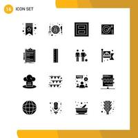 Solid Glyph Pack of 16 Universal Symbols of contract player frame phonograph deck Editable Vector Design Elements