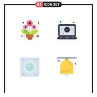 4 Thematic Vector Flat Icons and Editable Symbols of bouquet gadgets ads play technology Editable Vector Design Elements