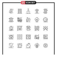 Pack of 25 creative Lines of lab house door navigation lighthouse Editable Vector Design Elements