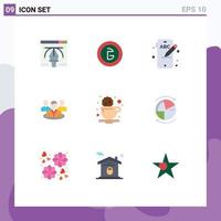9 User Interface Flat Color Pack of modern Signs and Symbols of coffee conversation money gossip group Editable Vector Design Elements