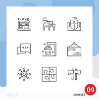 Modern Set of 9 Outlines Pictograph of board cleaning hardware bathroom comment Editable Vector Design Elements