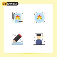 4 concepto de icono plano para sitios web, móviles y aplicaciones, seguro, bosquejo, casa, componer, avatar, editable, vector, diseño, elementos vector