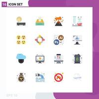 Group of 16 Flat Colors Signs and Symbols for connection project network cabinet nuclear Editable Pack of Creative Vector Design Elements