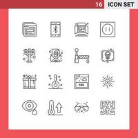 16 User Interface Outline Pack of modern Signs and Symbols of electric modern ad electronic tabletop display Editable Vector Design Elements