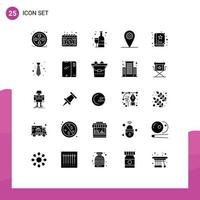 25 Thematic Vector Solid Glyphs and Editable Symbols of book location sale geo drink Editable Vector Design Elements