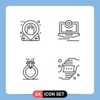 Universal Icon Symbols Group of 4 Modern Filledline Flat Colors of location video shop camera diamound Editable Vector Design Elements