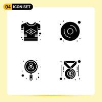 4 Universal Solid Glyph Signs Symbols of brazil search flag disk job Editable Vector Design Elements
