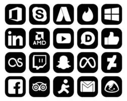 20 Social Media Icon Pack Including deviantart meta youtube snapchat lastfm vector