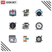 Universal Icon Symbols Group of 9 Modern Filledline Flat Colors of electronic pen cloud edit private Editable Vector Design Elements