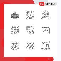 9 Creative Icons Modern Signs and Symbols of close magician time magic ball Editable Vector Design Elements