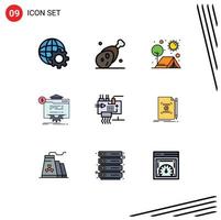 9 Creative Icons Modern Signs and Symbols of website globe camp progress sun Editable Vector Design Elements