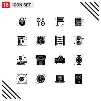 Modern Set of 16 Solid Glyphs and symbols such as game punching ball carnival tax book Editable Vector Design Elements